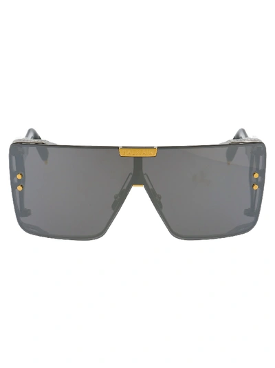 Balmain Sunglasses In Black Palladium Gold W/ Shield Flash Mirror Ar