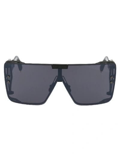 Balmain Sunglasses In Matte Black Shield Dark Grey Black Flash Mirror Ar