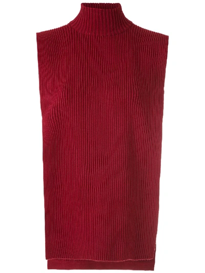 Gloria Coelho Turtle Neck Knit Waistcoat In Red