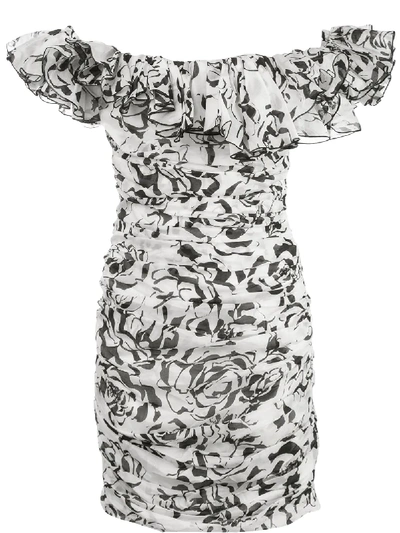 Alexandre Vauthier Abstract-print Off-the-shoulder Dress In White
