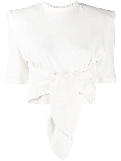 Attico Tie-front Cottton T-shirt In White
