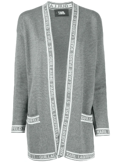 Karl Lagerfeld Intarsia Knit Long-sleeved Cardi-coat In Grey