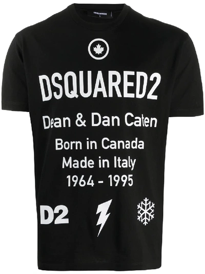 Dsquared2 Logo Print T-shirt In Black,white