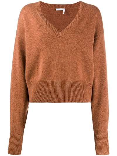 Chloé Knitted Jumper In Brown