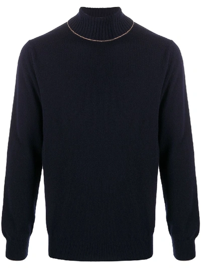 Eleventy Roll-neck Cashmere Jumper In Blue