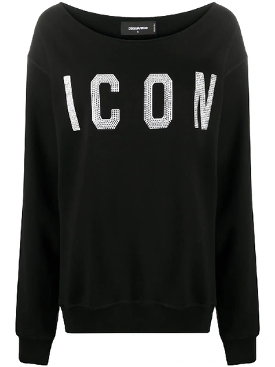 Dsquared2 Crystal-embellished Icon Sweatshirt In Black