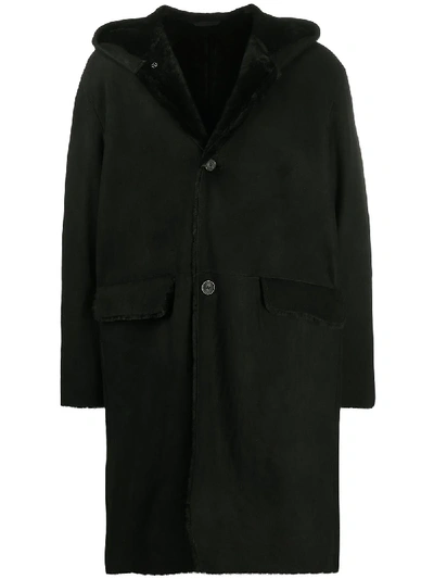 Giorgio Armani Hooded Single-breasted Coat In Black