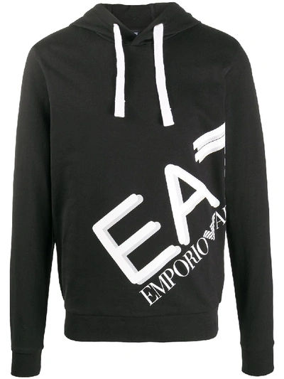 Ea7 Oversized Logo Print Hoodie In Black