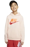 Nike Sportswear Club Fleece Big Kidsâ Pullover Hoodie (washed Coral) - Clearance Sale In Washed Coral