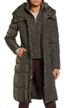 Cole Haan Signature Cole Haan Bib Insert Down & Feather Fill Coat In Forest