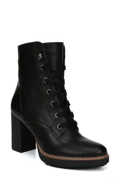 Naturalizer Val Womens Leather Lug Sole Combat & Lace-up Boots In Black Leather