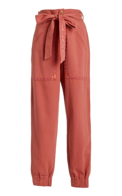 Chufy Gouyen Belted Cotton Gabardine Trouser In Pink