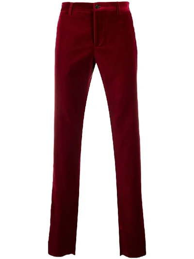 Etro Velvet Straight-leg Trousers In Red