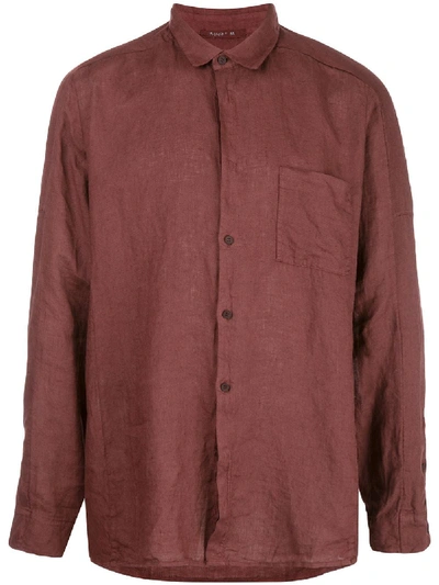 Transit Pointed Collar Linen Shirt In Red