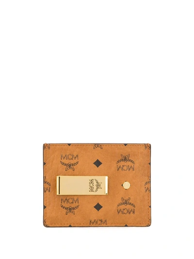 Mcm Logo-print Compact Cardholder In Brown