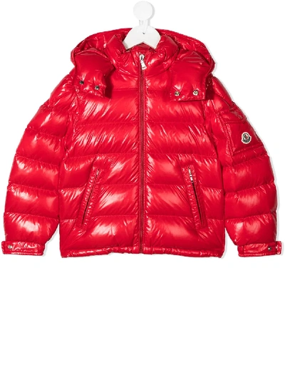 Moncler Kids' Glossy Puffer Coat In Red