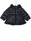 Moncler Flared Puffer Coat In Blue
