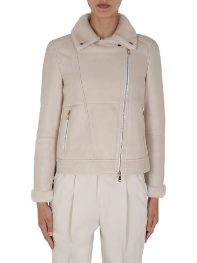 Brunello Cucinelli Leather Jacket In White