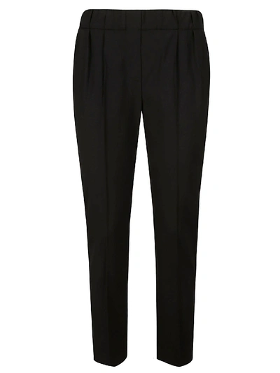 Brunello Cucinelli Rib Waist Cropped Trousers In Black