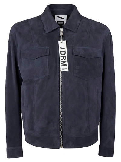 Drome Leather Zipped Jacket In Dark Blue