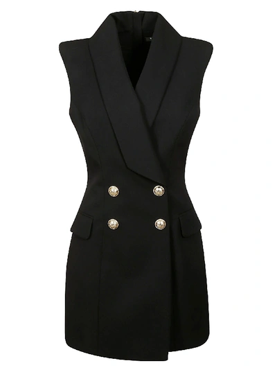 Balmain Double-breasted Rear Zip Blazer Dress In Black