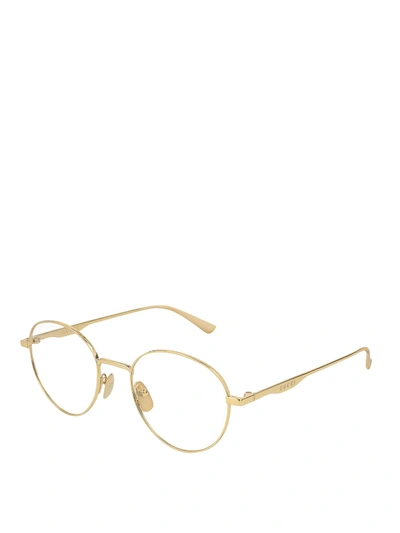 Gucci Metal Round Eyeglasses In Gold