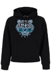 Kenzo Tiger Logo-embroidered Hoodie In Black