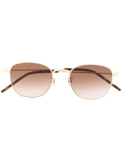 Saint Laurent Sl 299 Round Metal Sunglasses In Brown
