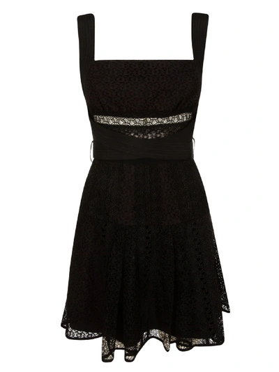 Self-portrait Lace Panel Mini Dress In Black