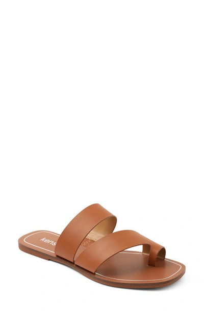Kensie Nica Toe-loop Sandals In Tan Faux Leather