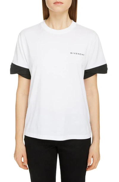 Givenchy Logo Cotton Jersey T-shirt W/ Taffeta In White