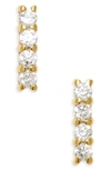 Argento Vivo Teeny Pave Bar Stud Earrings In Silver