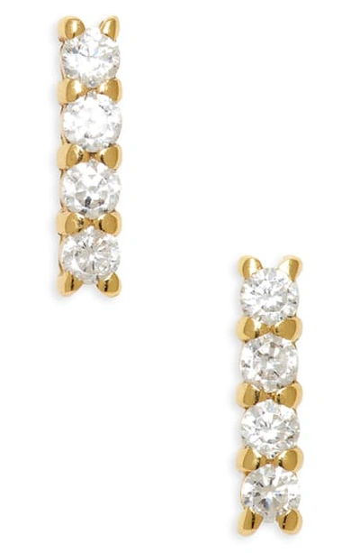Argento Vivo Teeny Pave Bar Stud Earrings In Silver