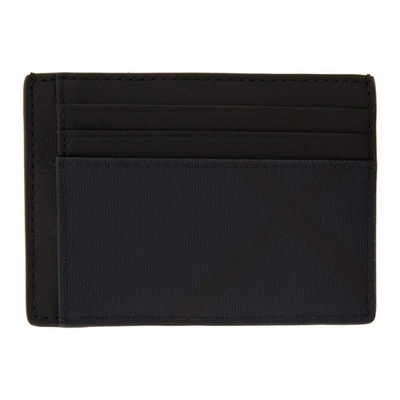 Burberry London Check And Leather Money Clip Card Case In Grey