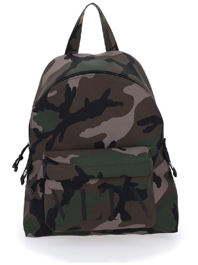 Valentino Garavani Garavani Vltn Camouflage Nylon Backpack In Green