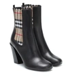 BURBERRY VINTAGE CHECK LEATHER ANKLE BOOTS,P00482023