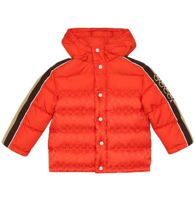 Gucci Kids' Gg Supreme 衬垫夹克 In Orange