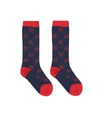 Gucci Kids' Logo Intarsia Cotton Blend Knit Socks In Blue,red