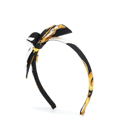 Versace Kids' Barocco Silk Hairband In Black