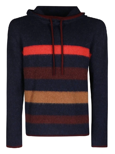 Lanvin Striped Cashmere Blend Knit Hoodie In Multicolor