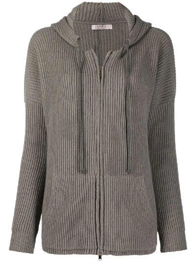 Liska Zipped Cashmere Cardigan In Grey