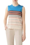 AKRIS STRIPE CASHMERE & SILK SWEATER TANK,804700225600