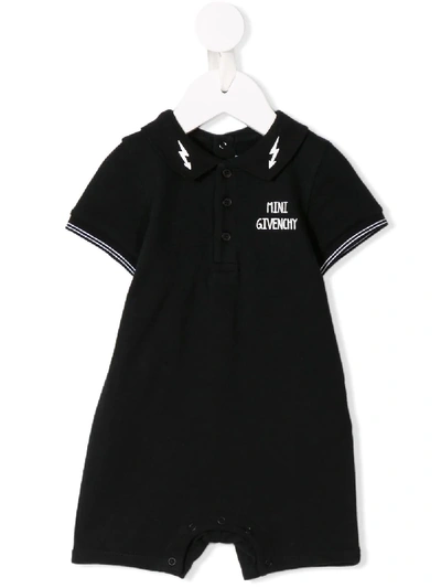 Givenchy Babies' Logo Print Polo Romper In Black