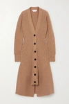 ALEXANDER MCQUEEN RIBBED WOOL AND CASHMERE-BLEND COAT