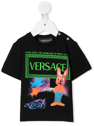 Young Versace Babies' Mystery Action T-shirt In Black