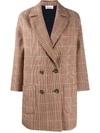 RED VALENTINO HOUNDSTOOTH DOUBLE-BREASTED COAT