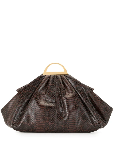 The Volon Snake Print Tote Bag In Brown