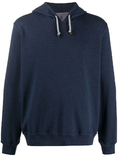 Brunello Cucinelli Plain Long-sleeved Hoodie In Blue