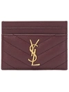 Saint Laurent Monogram Leather Card Holder In Red