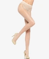 Hue So Sexy French Lace Sheers Control Top Pantyhose In Natural (nude 5)